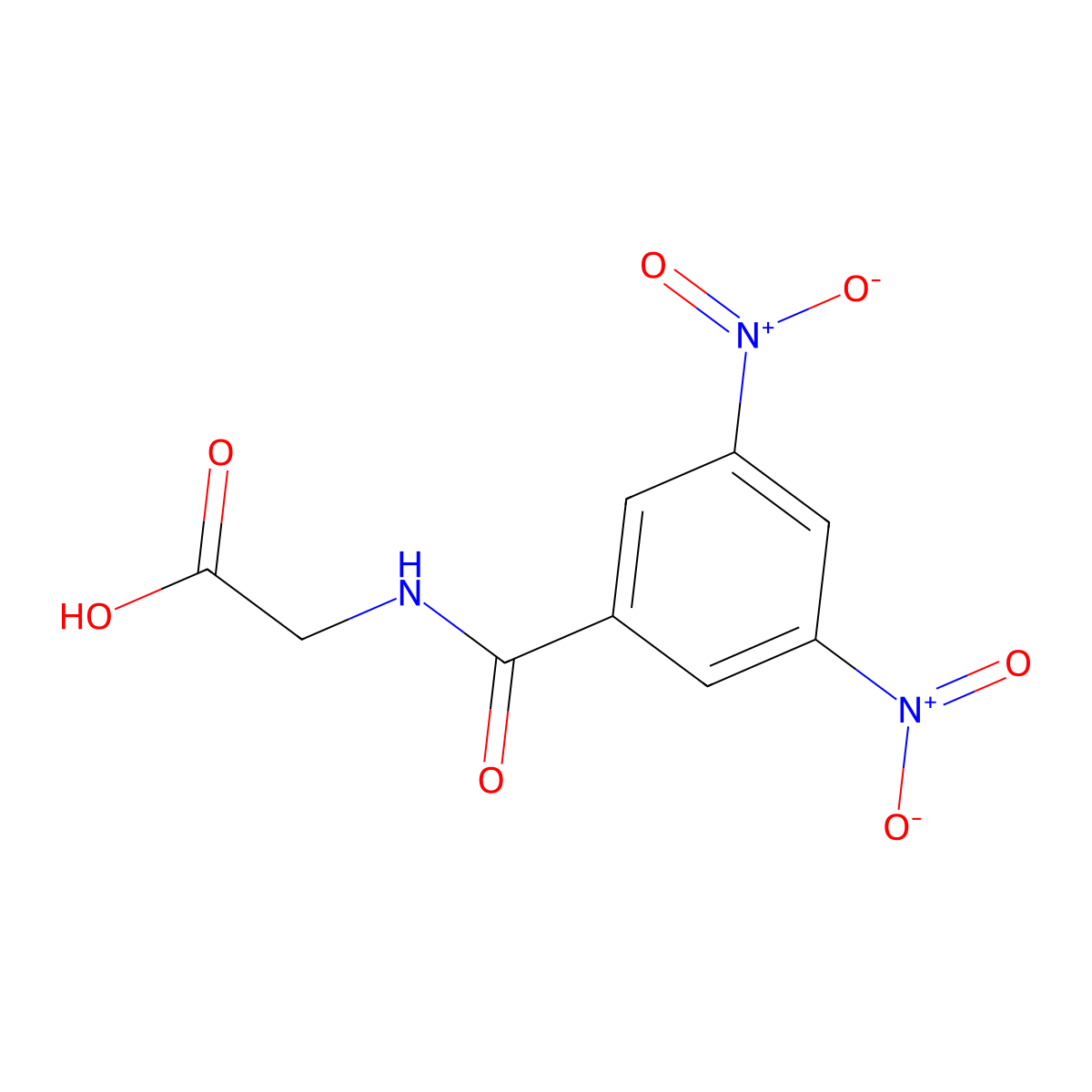 3,5-Dinitrobenzoylglycine molecular structure, CAS 16533-70-3