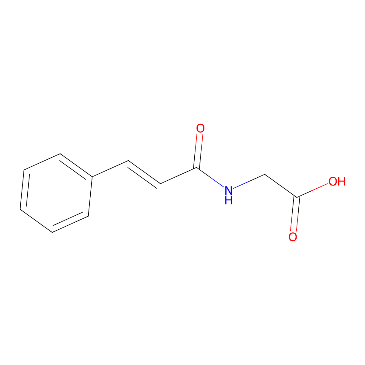 Cinnamoylglycine molecular structure, CAS 16534-24-0