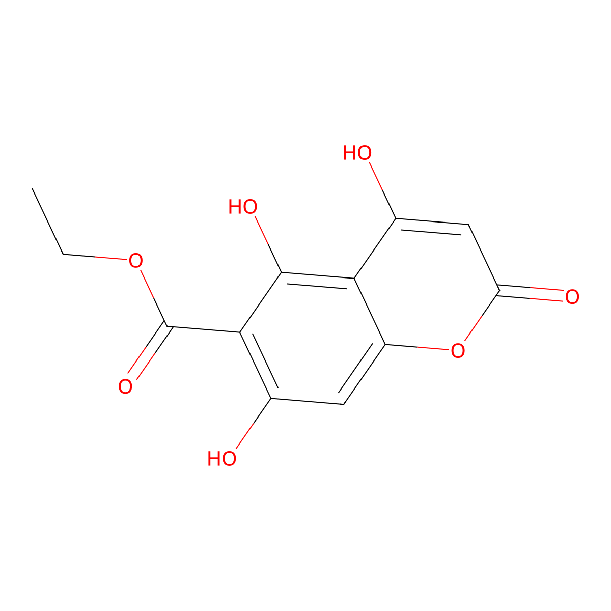 Ethyl 4,5,7-trihydroxy-2-oxo-2H-1-benzopyran-6-carboxylate molecular structure, CAS 16534-79-5