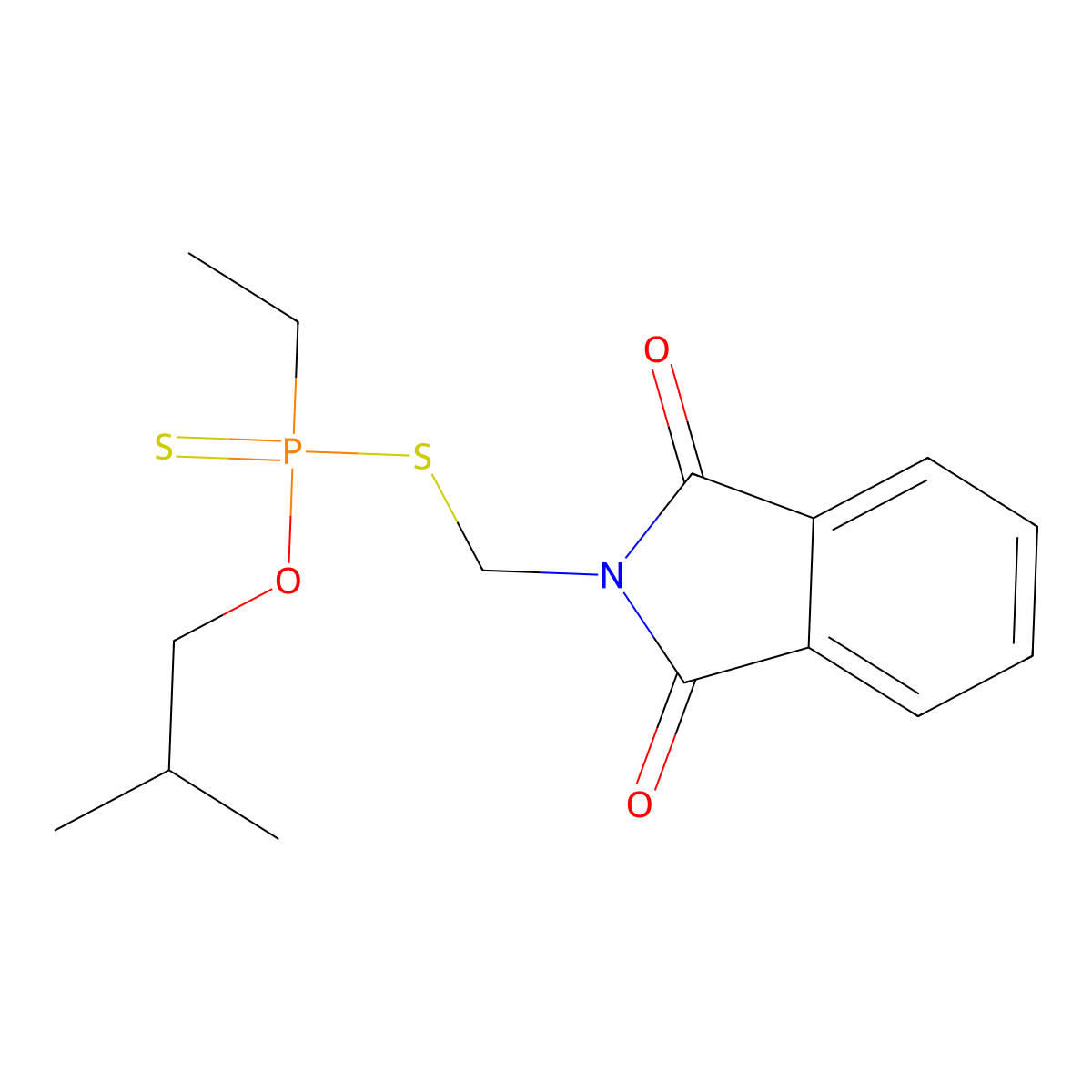 Phosphonodithioic acid, ethyl-, O-isobutyl ester, S-ester with N-(mercaptomethyl)phthalimide molecular structure, CAS 16537-52-3