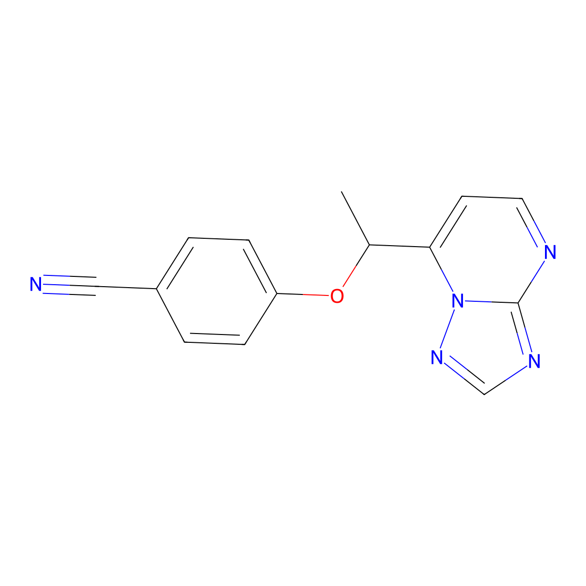4-(1-[1,2,4]Triazolo[1,5-a]pyrimidin-7-ylethoxy)benzenecarbonitrile molecular structure, CAS 165383-21-1