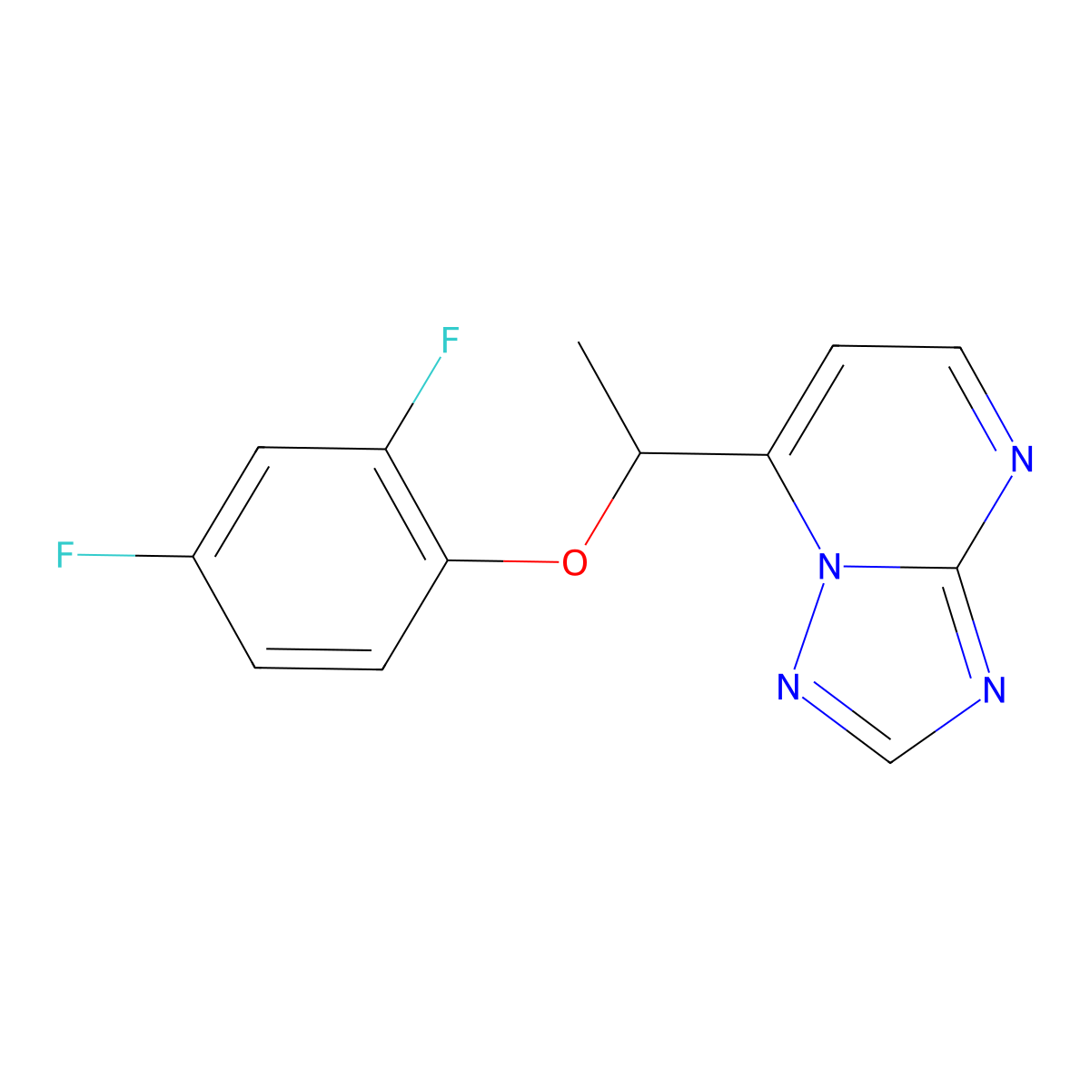 7-[1-(2,4-Difluorophenoxy)ethyl]-[1,2,4]triazolo[1,5-a]pyrimidine molecular structure, CAS 165383-26-6