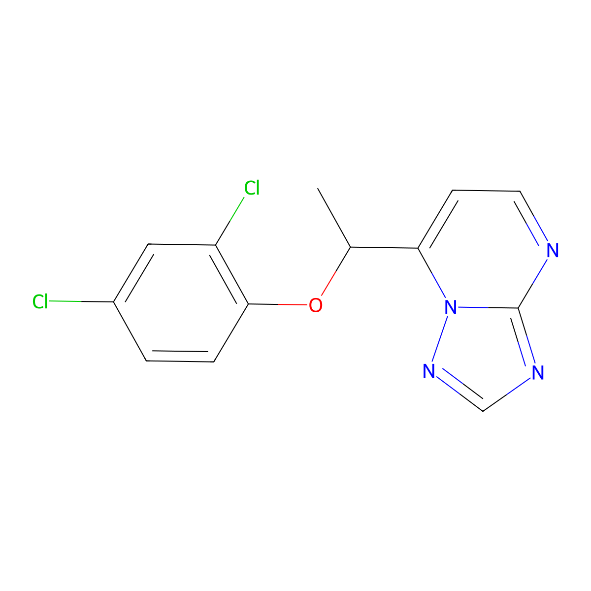 7-[1-(2,4-Dichlorophenoxy)ethyl]-[1,2,4]triazolo[1,5-a]pyrimidine molecular structure, CAS 165383-28-8