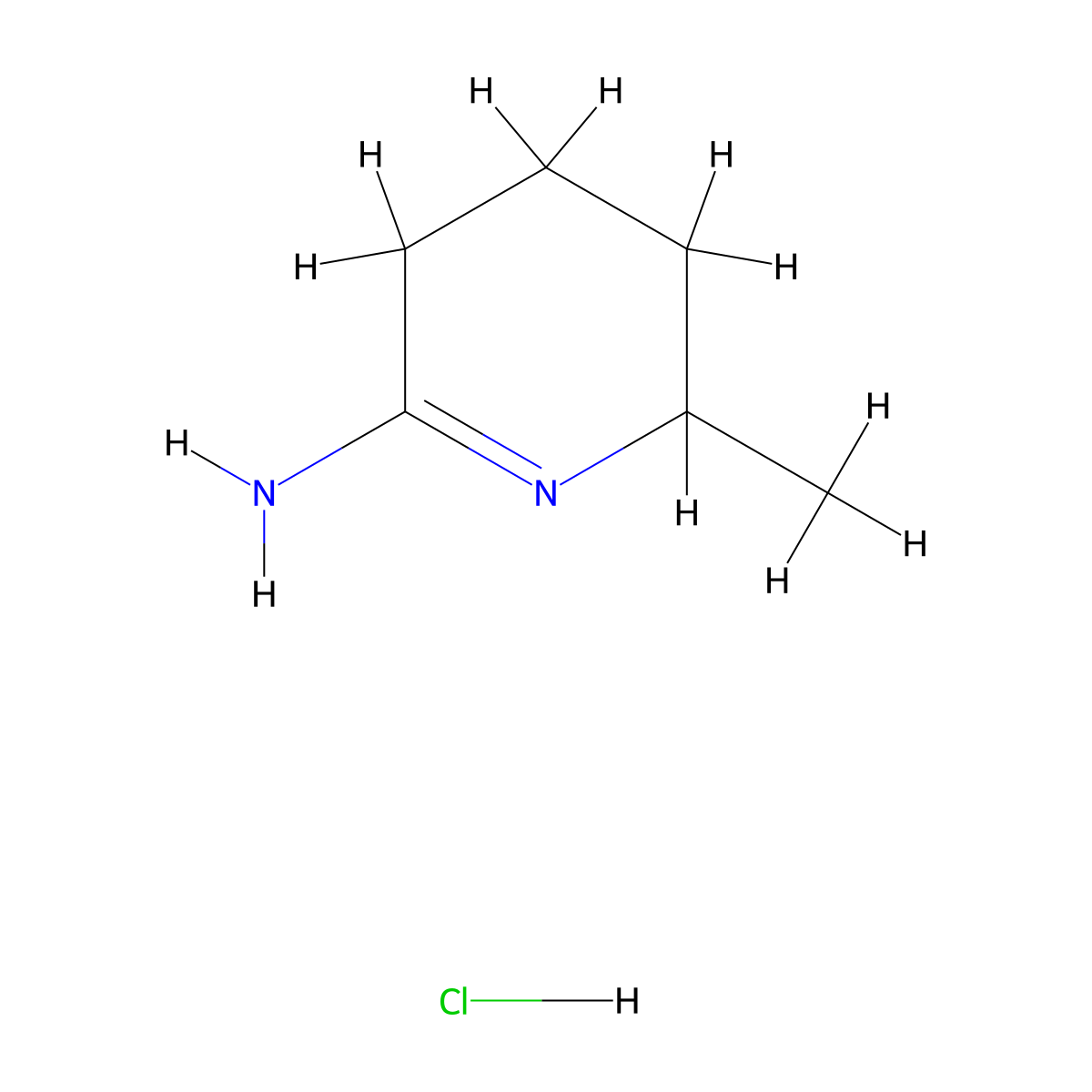 6-Methyl-3,4,5,6-tetrahydropyridin-2-amine hydrochloride molecular structure, CAS 165383-75-5
