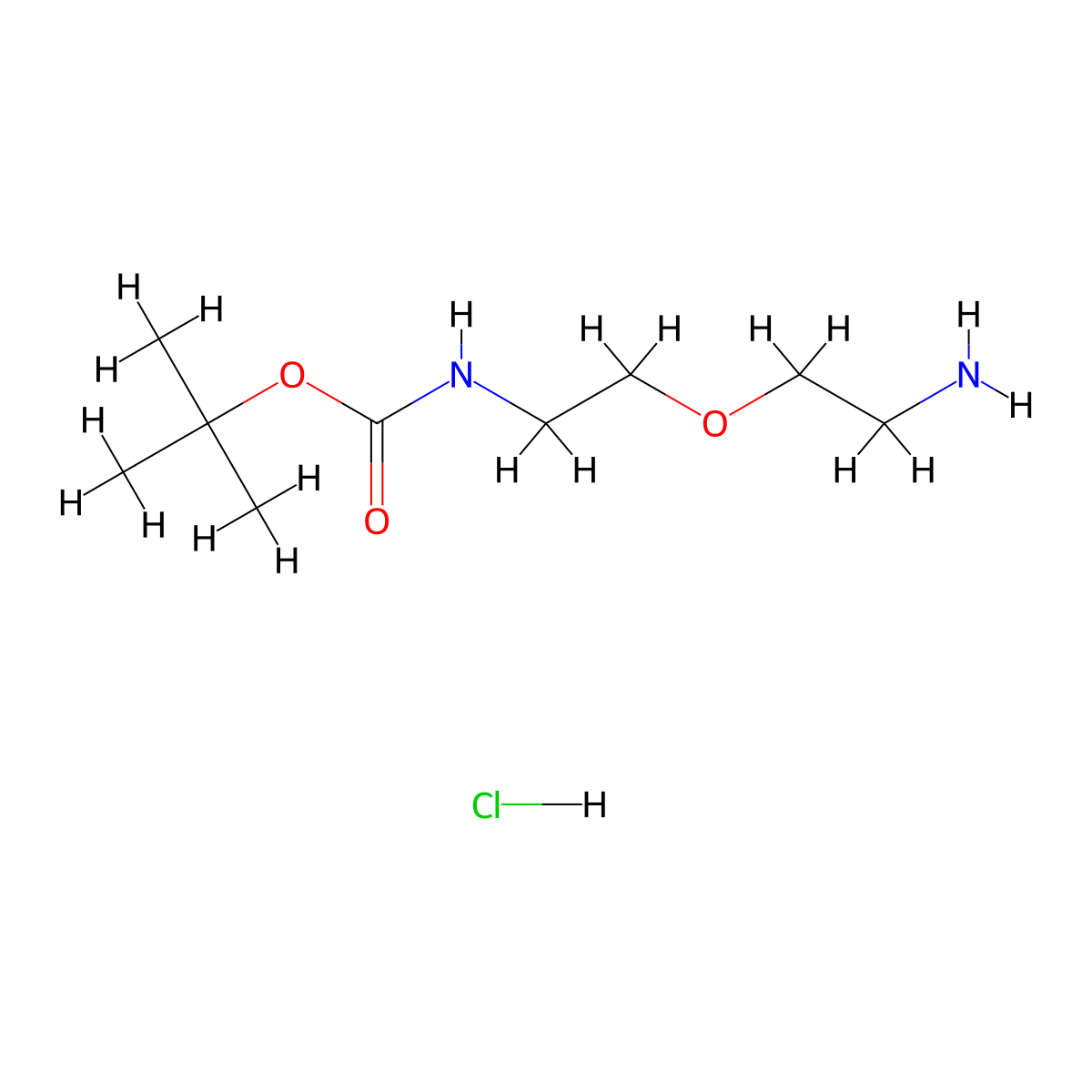 tert-butyl N-(2-(2-aminoethoxy)ethyl)carbamate hydrochloride molecular structure, CAS 165391-09-3