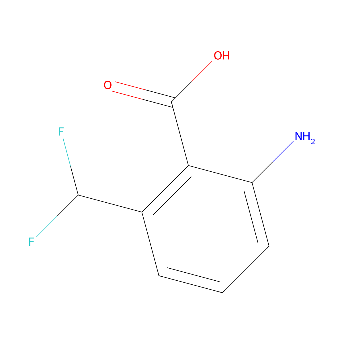 2-Amino-6-(difluoromethyl)benzoic acid molecular structure, CAS 1654011-33-2