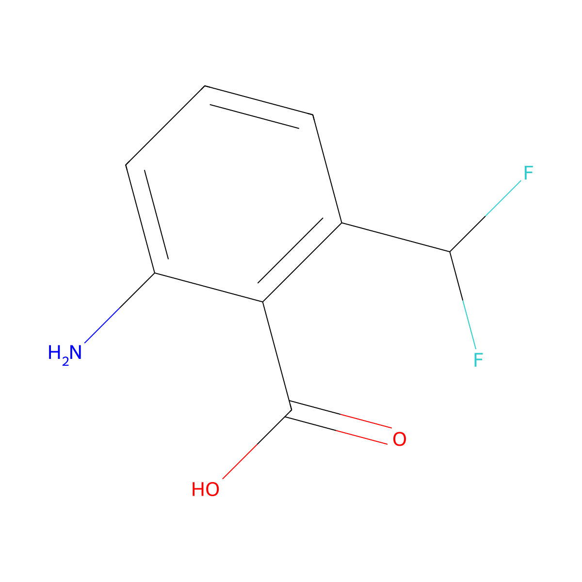 2-Amino-6-(difluoromethyl)benzoic acid molecular structure, CAS 1654011-33-2