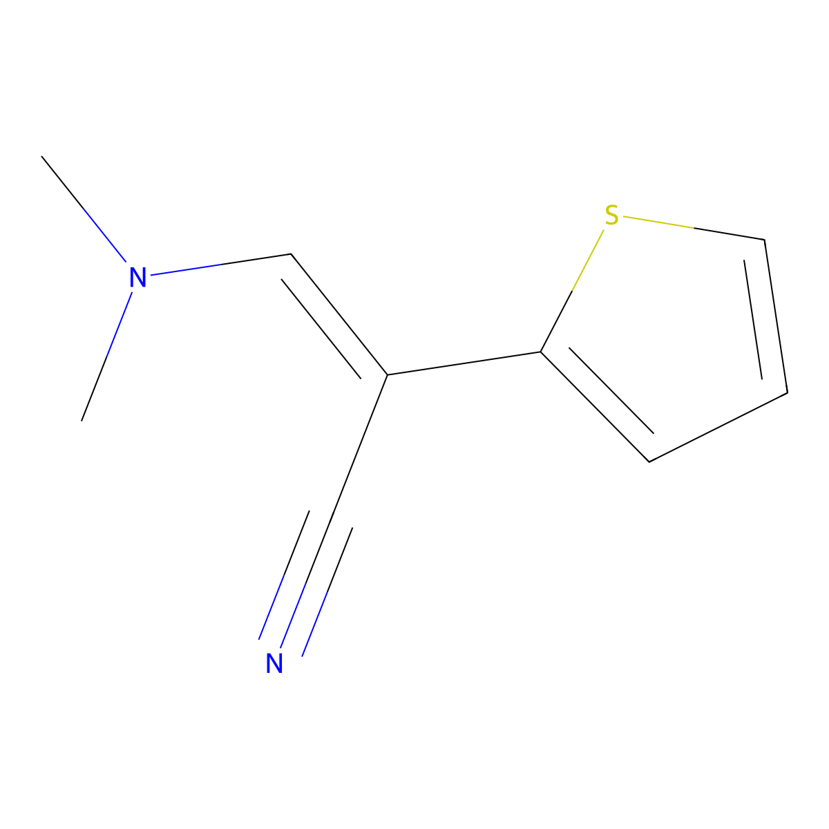 (2E)-3-(dimethylamino)-2-(2-thienyl)acrylonitrile molecular structure, CAS 165404-37-5