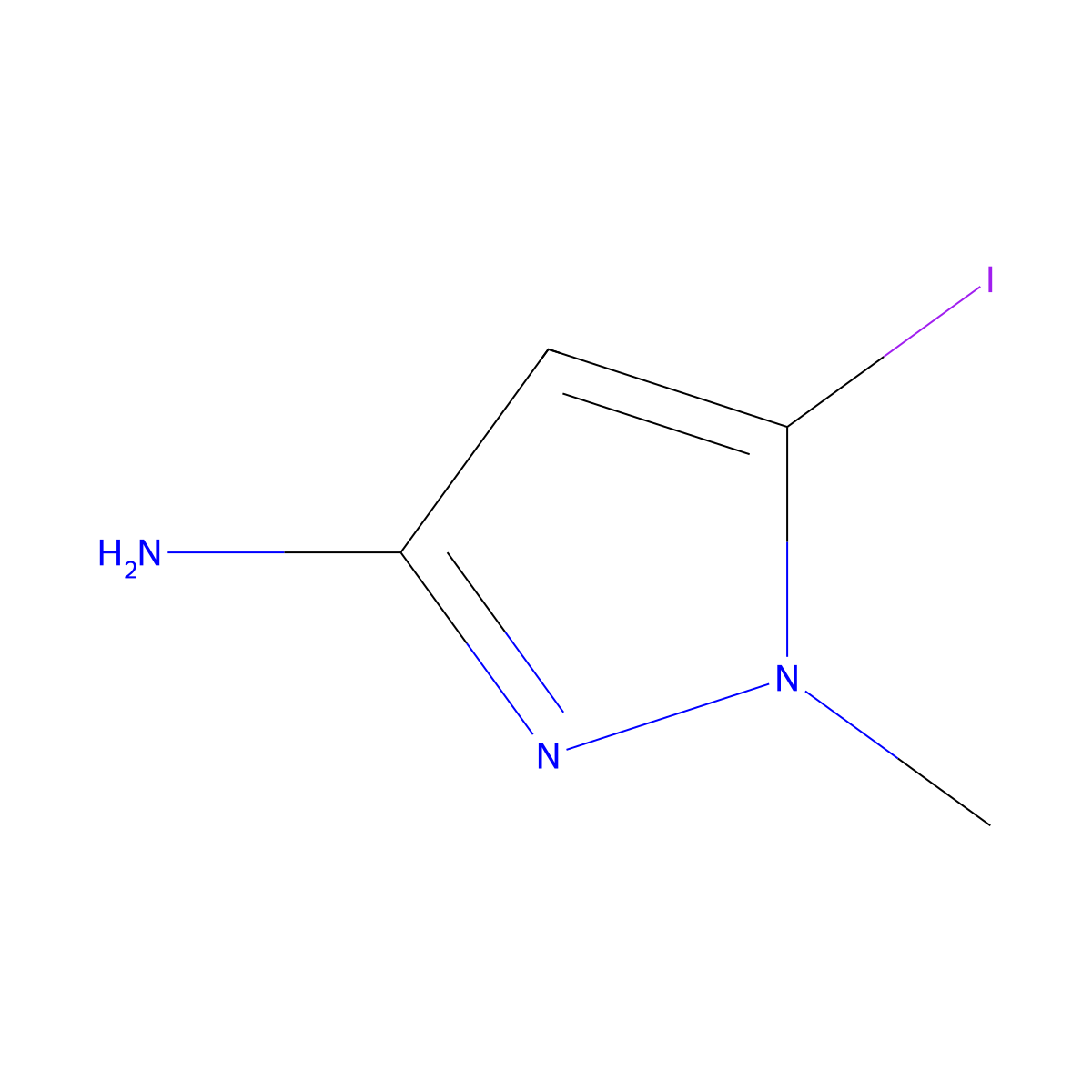 5-Iodo-1-methyl-1H-pyrazol-3-amine molecular structure, CAS 1654058-24-8