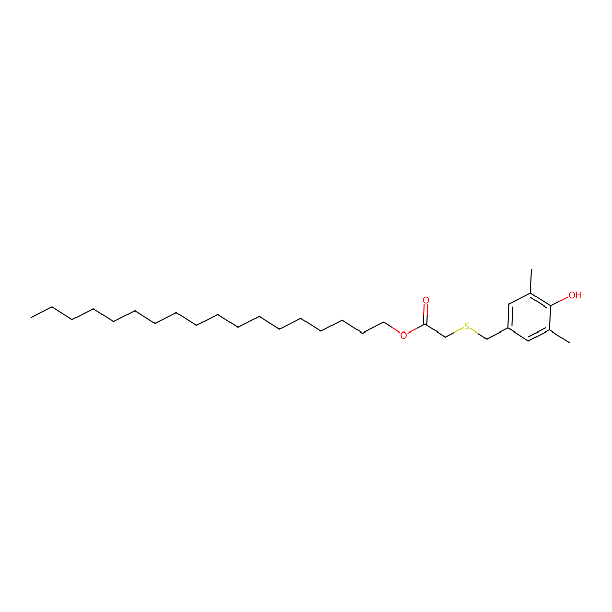 Octadecyl (((4-hydroxy-3,5-dimethylphenyl)methyl)thio)acetate molecular structure, CAS 16545-53-2
