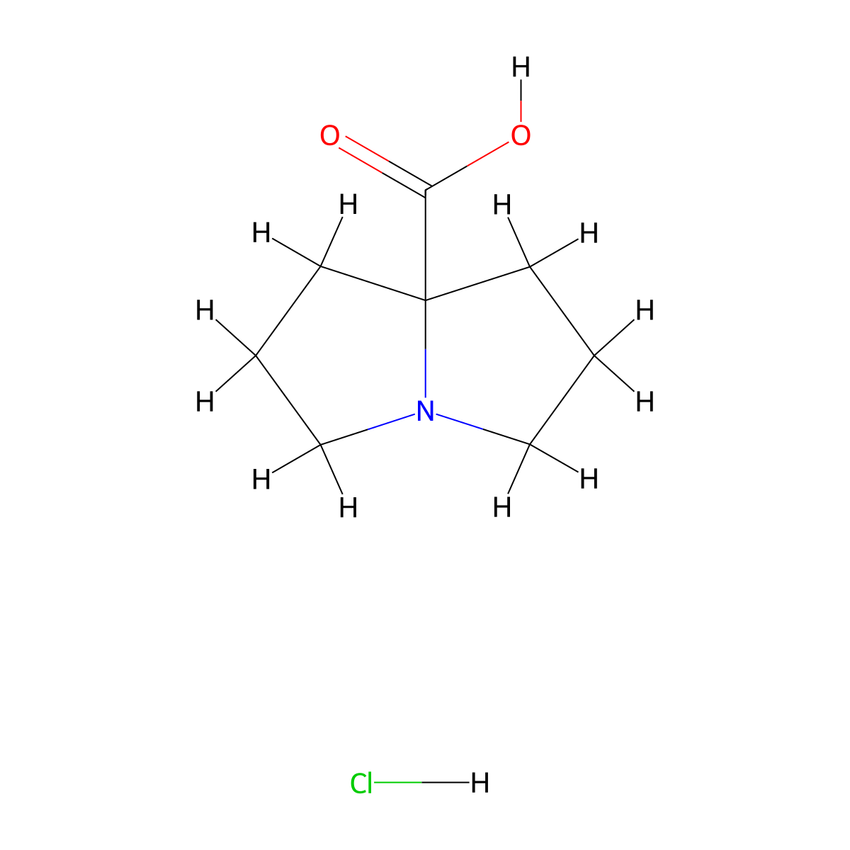 hexahydro-1H-pyrrolizine-7a-carboxylic acid hydrochloride molecular structure, CAS 165456-23-5
