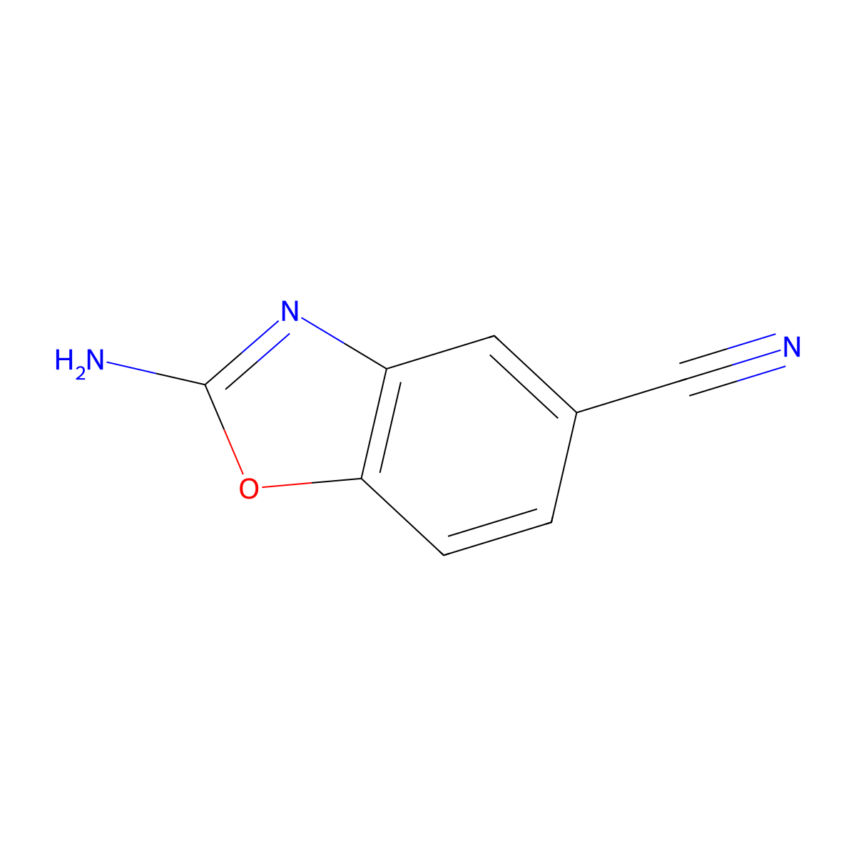 2-Amino-1,3-benzoxazole-5-carbonitrile molecular structure, CAS 1654728-13-8