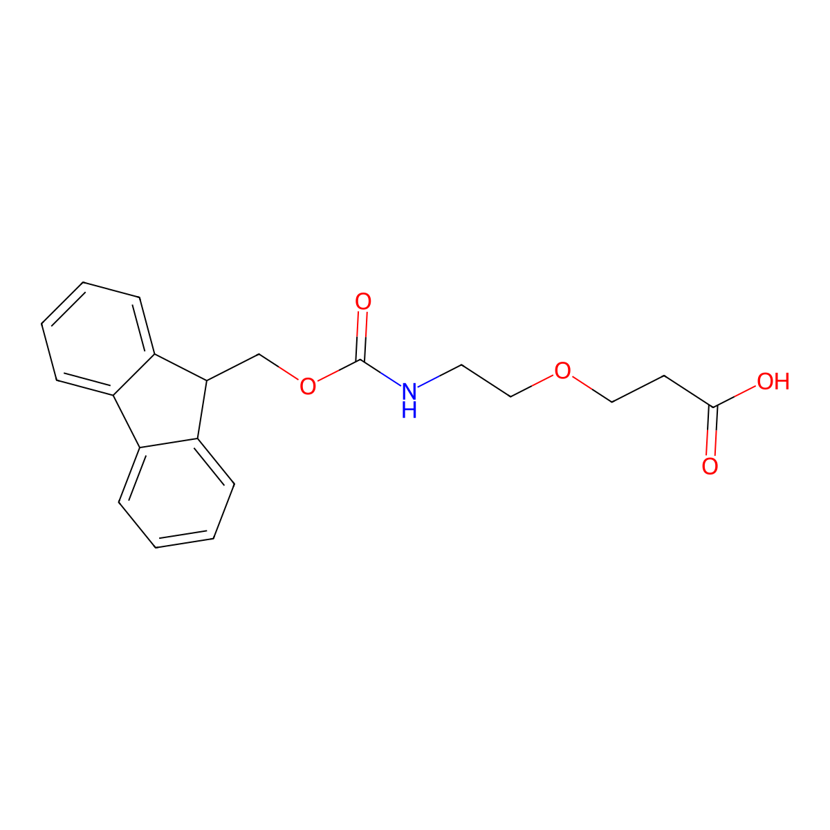 3-(2-((((9H-fluoren-9-yl)methoxy)carbonyl)amino)ethoxy)propanoic acid molecular structure, CAS 1654740-73-4