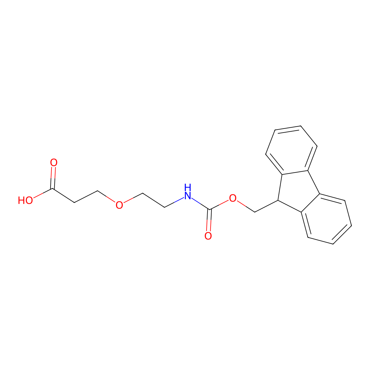 3-(2-((((9H-fluoren-9-yl)methoxy)carbonyl)amino)ethoxy)propanoic acid molecular structure, CAS 1654740-73-4