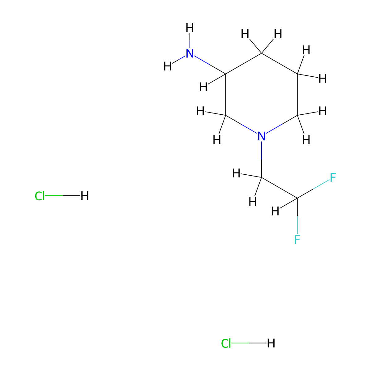 1-(2,2-Difluoroethyl)piperidin-3-amine dihydrochloride molecular structure, CAS 1654772-88-9