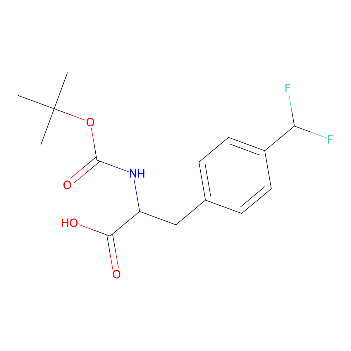 CC(C)(C)OC(=O)NC(Cc1ccc(cc1)C(F)F)C(O)=O molecular structure, CAS 1654773-70-2
