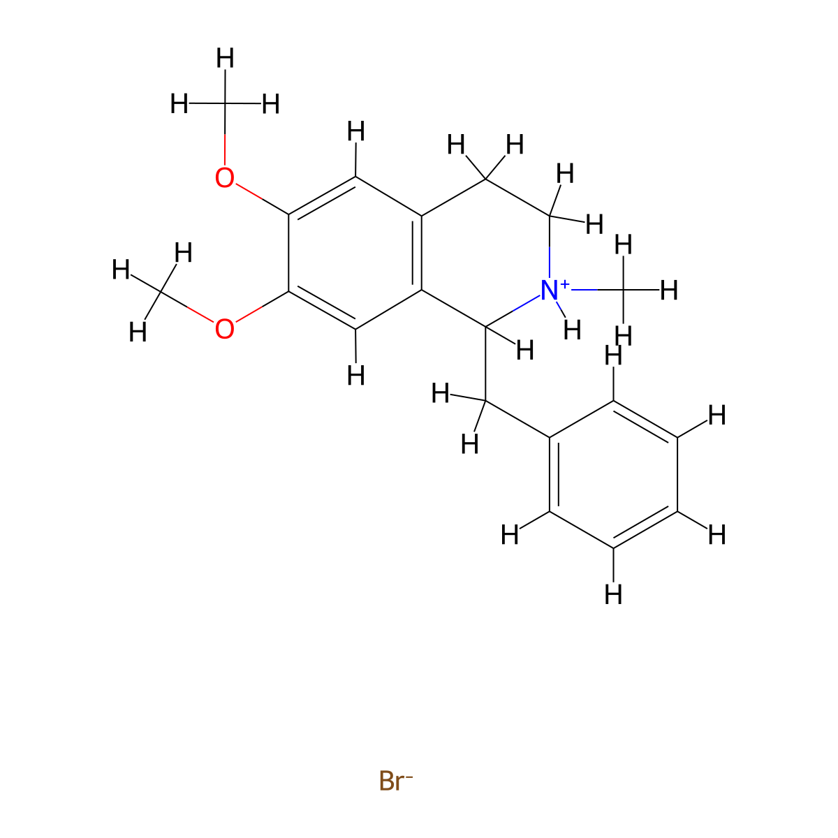 1-Benzyl-6,7-dimethoxy-2-methyl-1,2,3,4-tetrahydroisoquinoline--hydrogen bromide (1/1) molecular structure, CAS 16552-80-0
