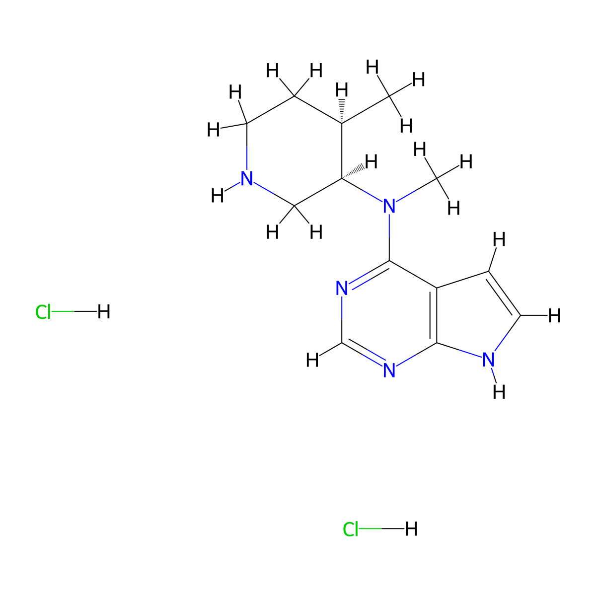 N-Methyl-N-((3R,4R)-4-Methylpiperidin-3-yl)-7H-pyrrolo[2,3-d]pyriMidin-4-aMine dihydrochloride molecular structure, CAS 1655430-59-3
