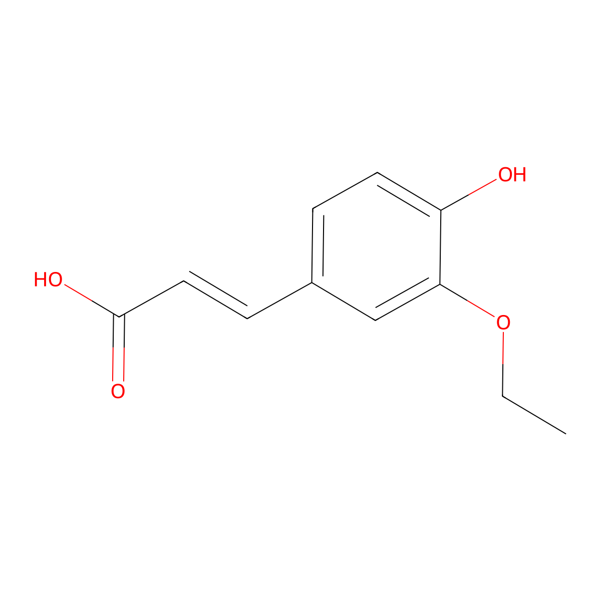 (2E)-3-(3-ethoxy-4-hydroxyphenyl)acrylic acid molecular structure, CAS 16555-66-1