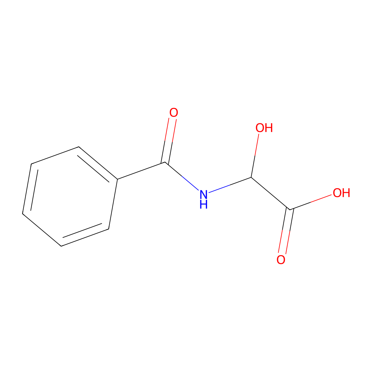 Alpha-Hydroxyhippuric acid molecular structure, CAS 16555-77-4
