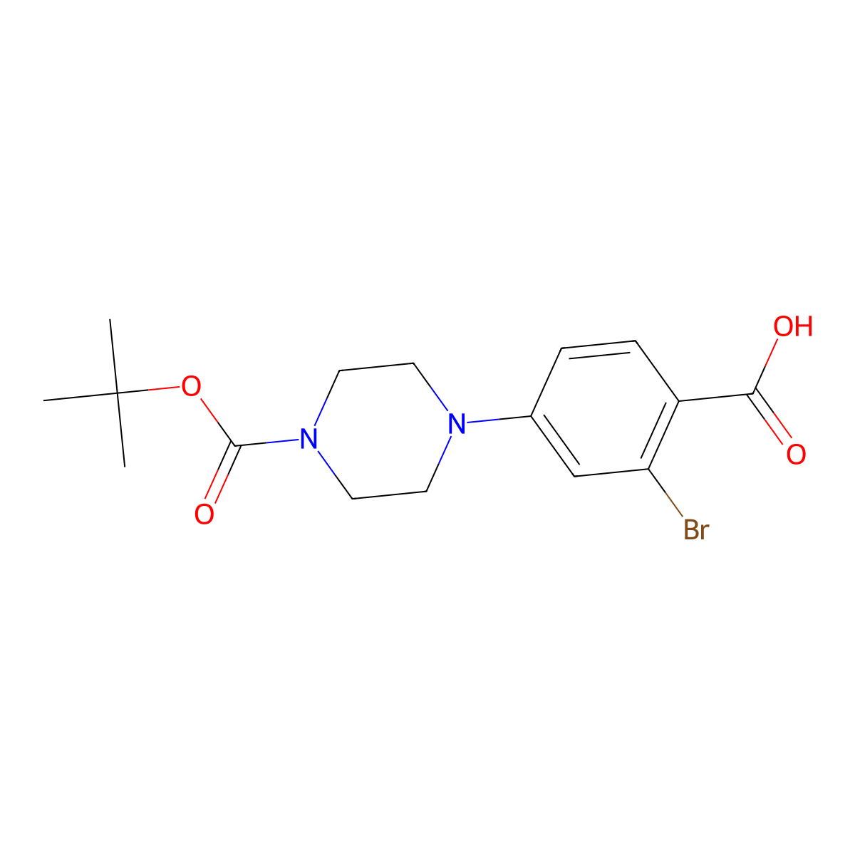 1-(1,1-Dimethylethyl) 4-(3-bromo-4-carboxyphenyl)-1-piperazinecarboxylate molecular structure, CAS 1655504-96-3