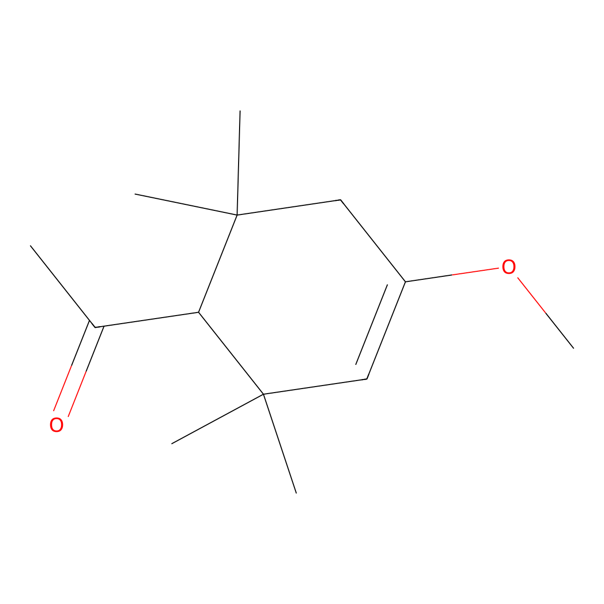 Ethanone, 1-(4-methoxy-2,2,6,6-tetramethyl-3-cyclohexen-1-yl)- molecular structure, CAS 16556-48-2