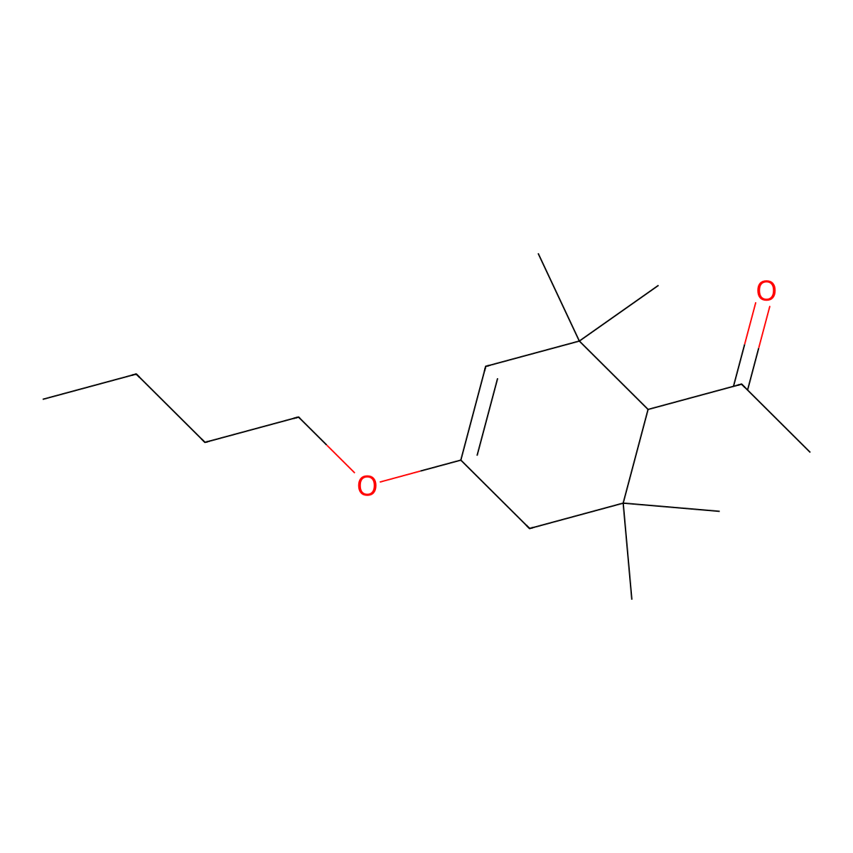 Ethanone, 1-(4-butoxy-2,2,6,6-tetramethyl-3-cyclohexen-1-yl)- molecular structure, CAS 16556-52-8