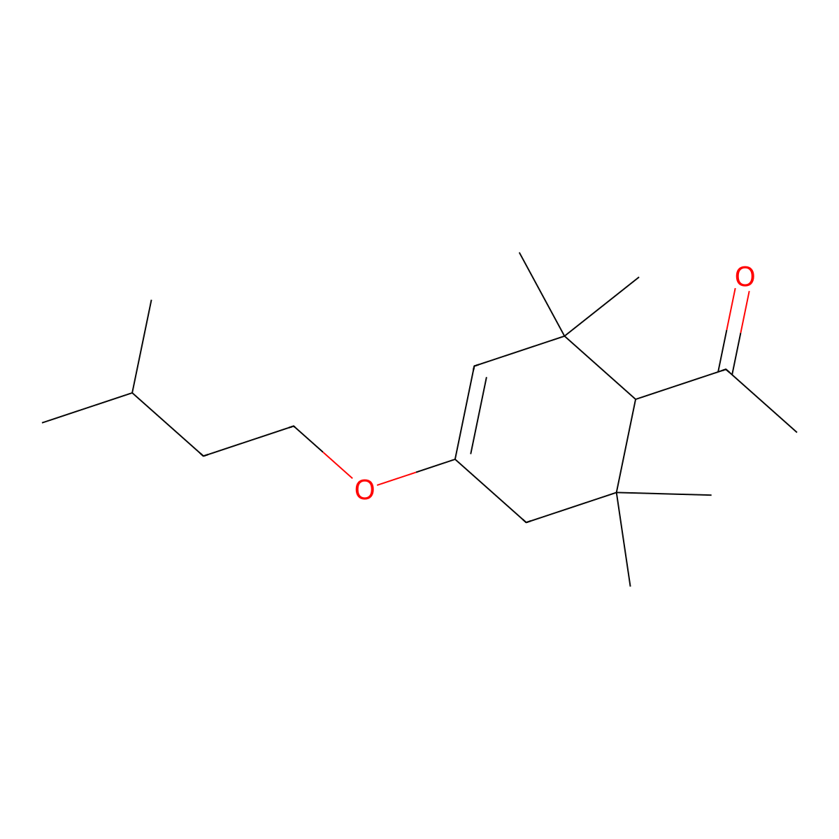 Ethanone, 1-(2,2,6,6-tetramethyl-4-(3-methylbutoxy)-3-cyclohexen-1-yl)- molecular structure, CAS 16556-55-1
