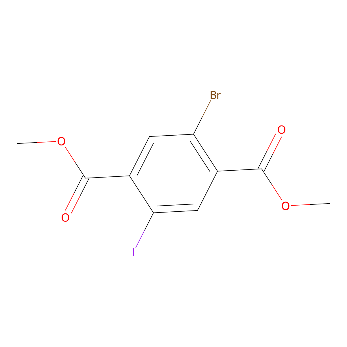 Dimethyl 2-bromo-5-iodoterephthalate molecular structure, CAS 165594-73-0