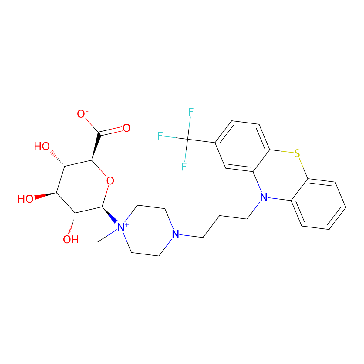1-beta-D-Glucopyranosyluronosyl-1-methyl-4-(3-(2-(trifluoromethyl)-10H-phenothiazin-10-yl)propyl)piperazin-1-ium molecular structure, CAS 165602-90-4