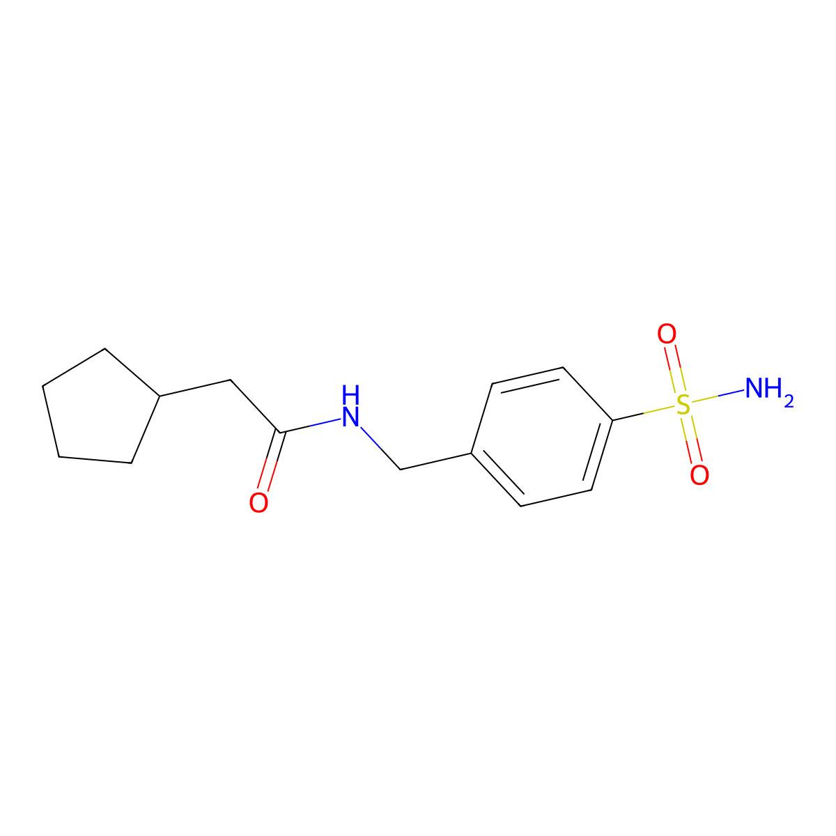 2-cyclopentyl-N-[(4-sulfamoylphenyl)methyl]acetamide molecular structure, CAS 165618-83-7