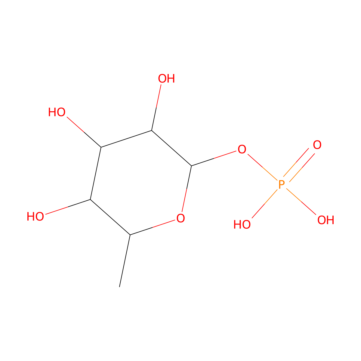 Beta-L-fucose 1-phosphate molecular structure, CAS 16562-59-7