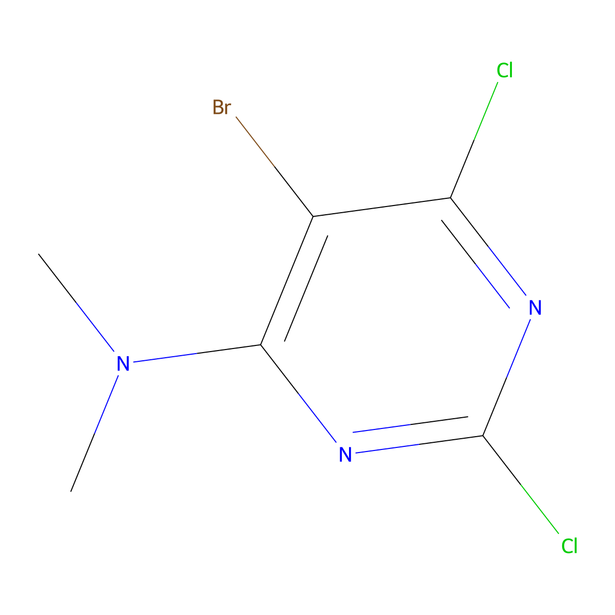 5-bromo-2,6-dichloro-N,N-dimethylpyrimidin-4-amine molecular structure, CAS 1656291-41-6