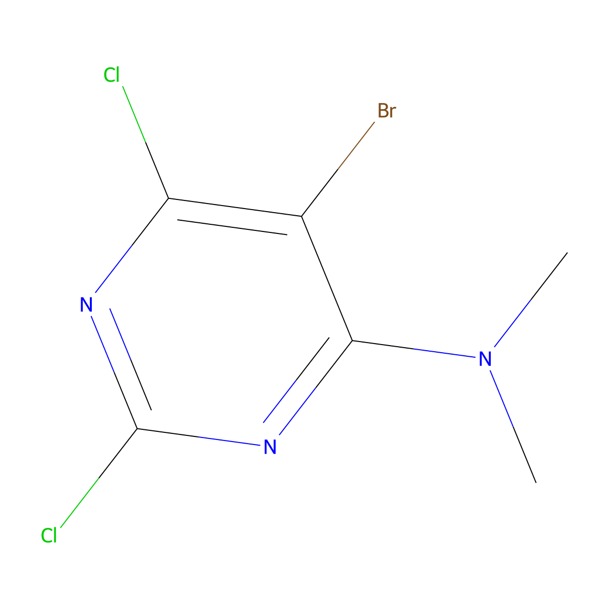 5-bromo-2,6-dichloro-N,N-dimethylpyrimidin-4-amine molecular structure, CAS 1656291-41-6