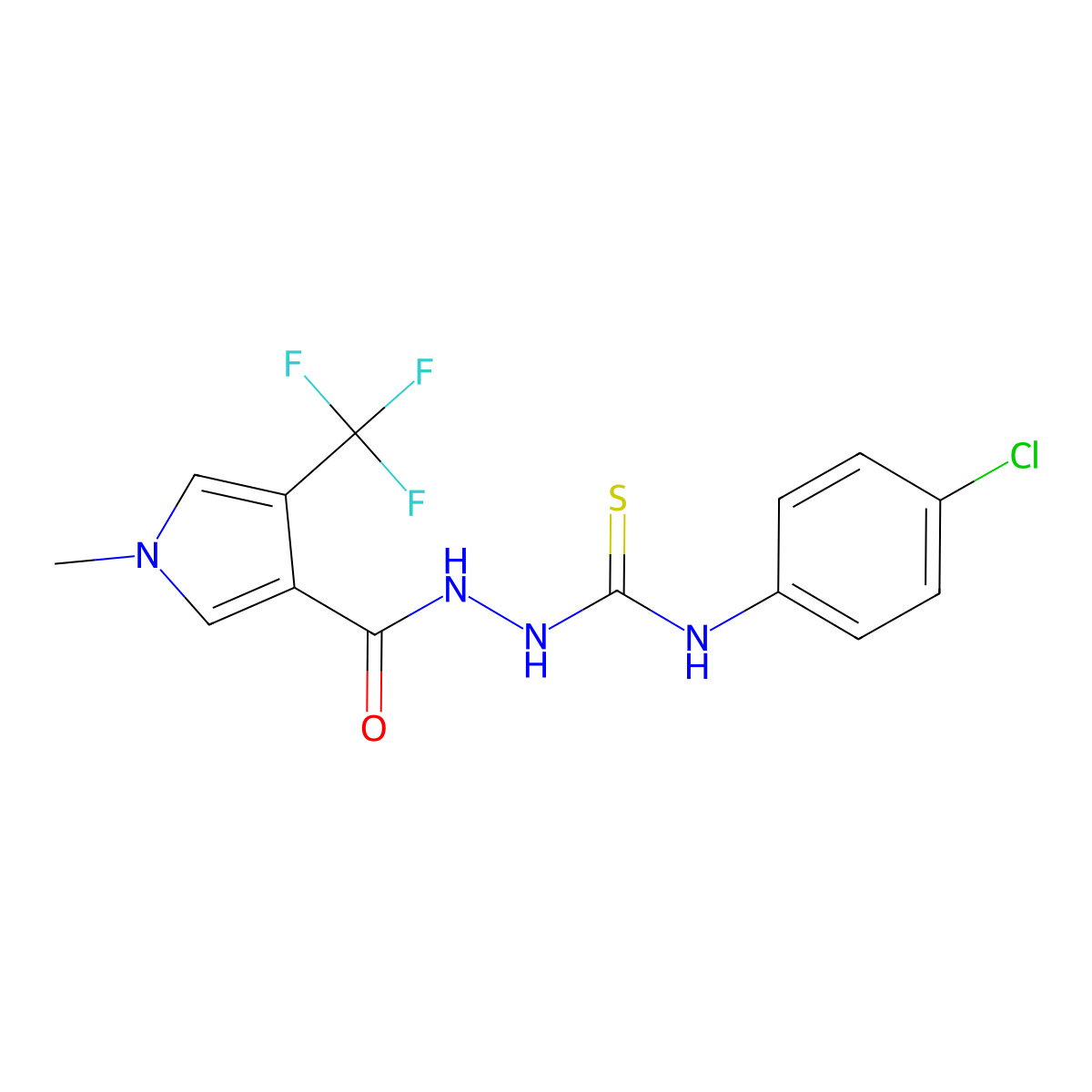 N-(4-chlorophenyl)-2-{[1-methyl-4-(trifluoromethyl)-1H-pyrrol-3-yl]carbonyl}hydrazinecarbothioamide molecular structure, CAS 1656294-82-4
