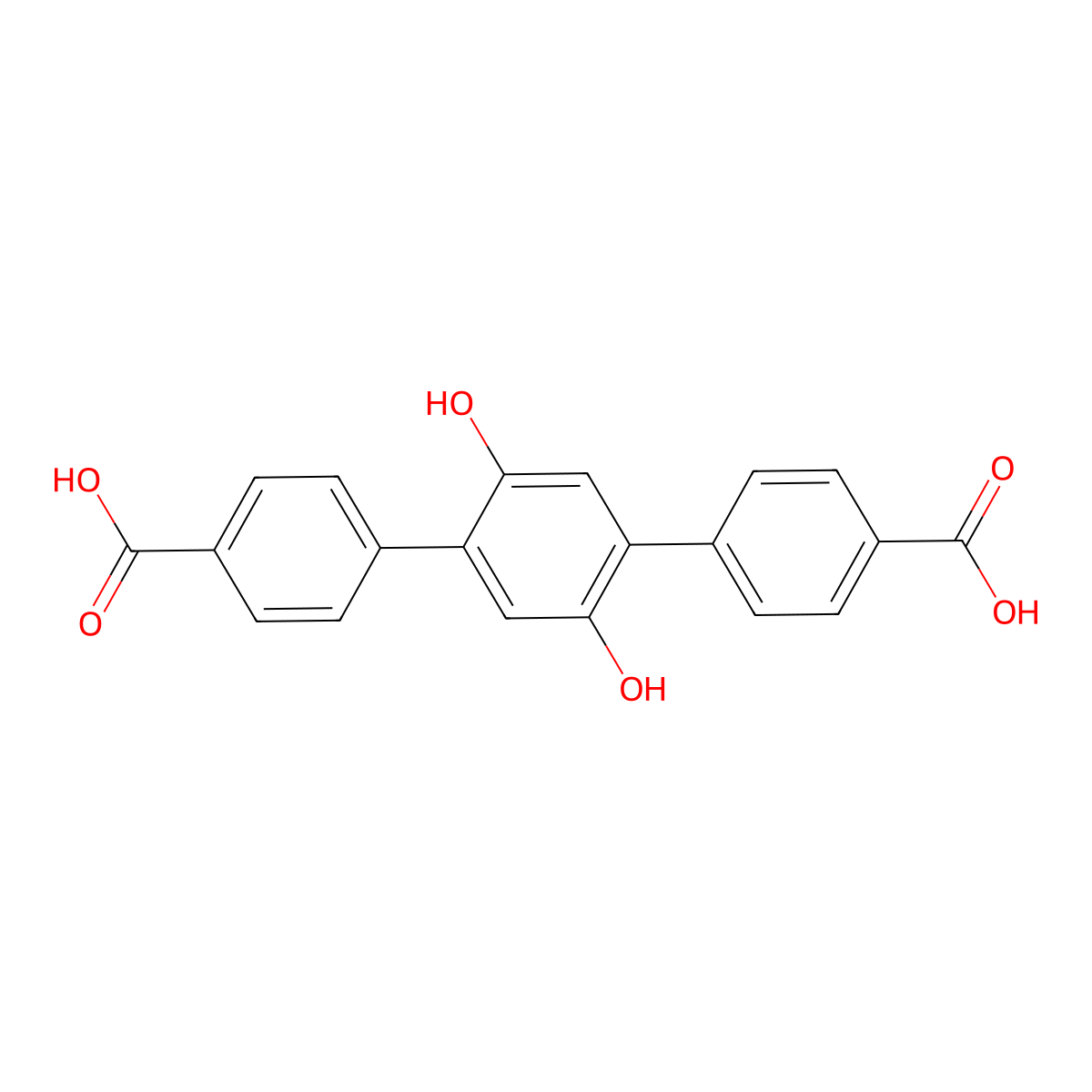 2',5'-Dihydroxy-[1,1':4',1''-terphenyl]-4,4''-dicarboxylic acid molecular structure, CAS 1656308-56-3