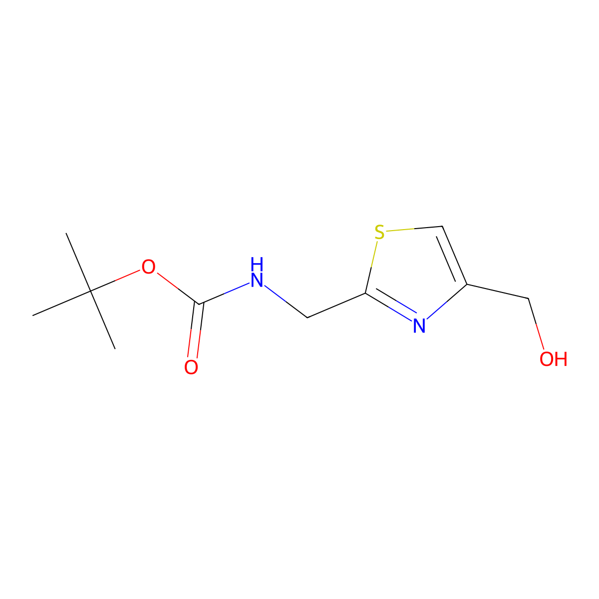 tert-butyl N-((4-(hydroxymethyl)-1,3-thiazol-2-yl)methyl)carbamate molecular structure, CAS 165667-51-6