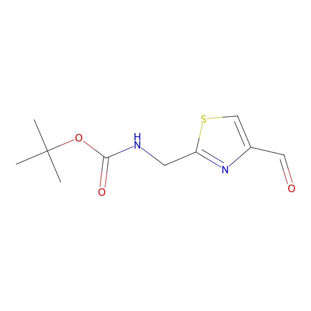 Tert-butyl ((4-formylthiazol-2-YL)methyl)carbamate molecular structure, CAS 165667-54-9