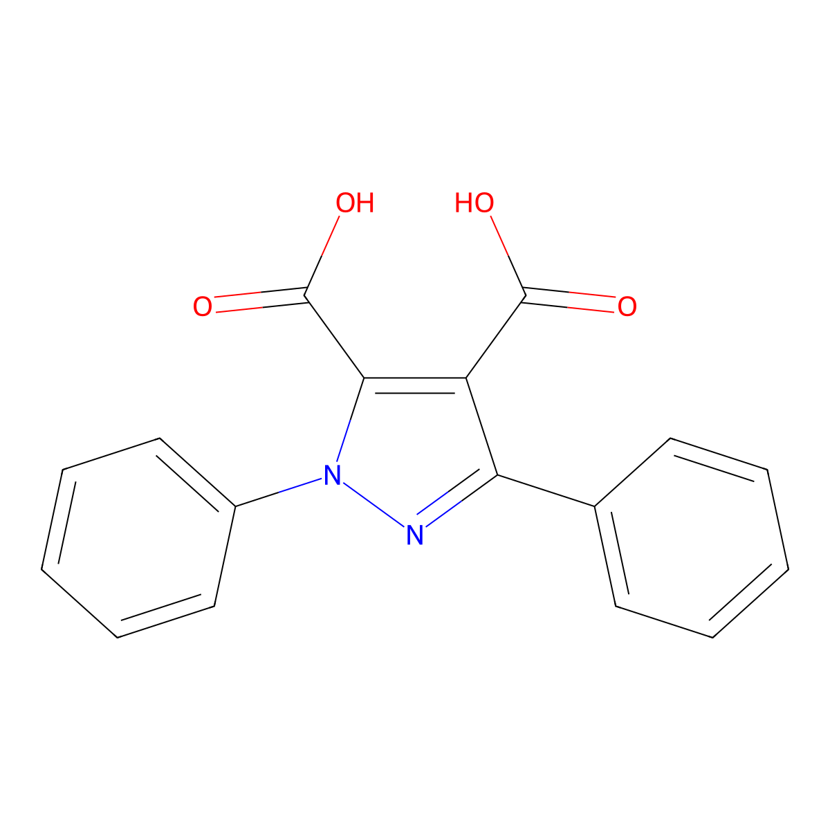 1,3-diphenyl-1H-pyrazole-4,5-dicarboxylic acid molecular structure, CAS 165676-63-1