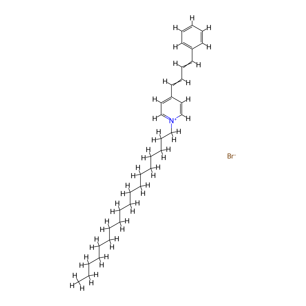 1-Octadecyl-4-(4-phenylbuta-1,3-dien-1-yl)pyridin-1-ium bromide molecular structure, CAS 165678-32-0