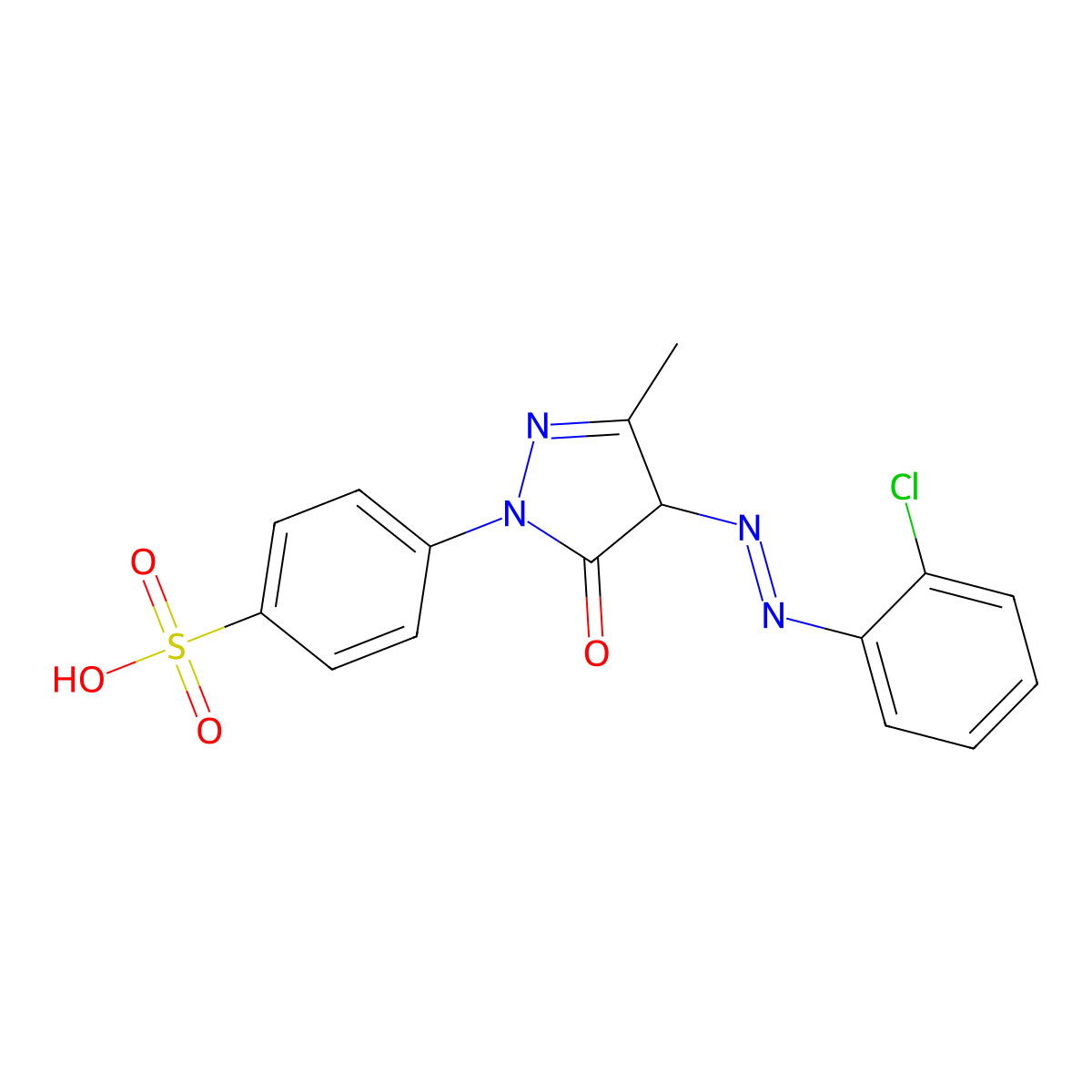 4-(4-((2-Chlorophenyl)azo)-4,5-dihydro-3-methyl-5-oxo-1H-pyrazol-1-yl)benzenesulphonic acid molecular structure, CAS 16568-46-0