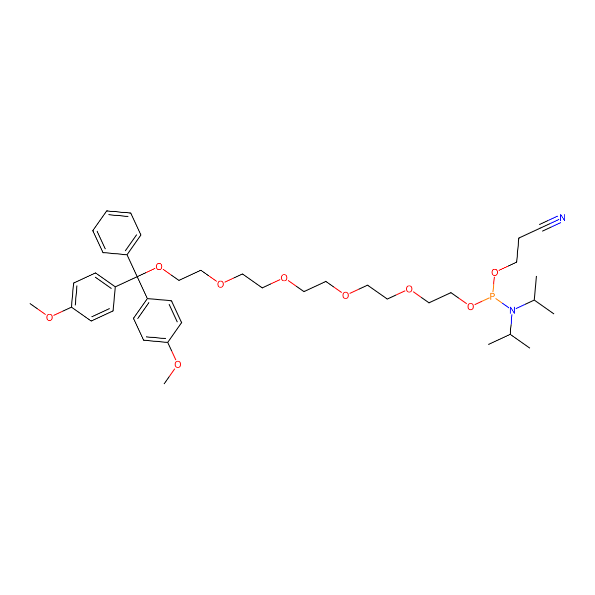 DMTr PEG5 amidite molecular structure, CAS 165682-44-0