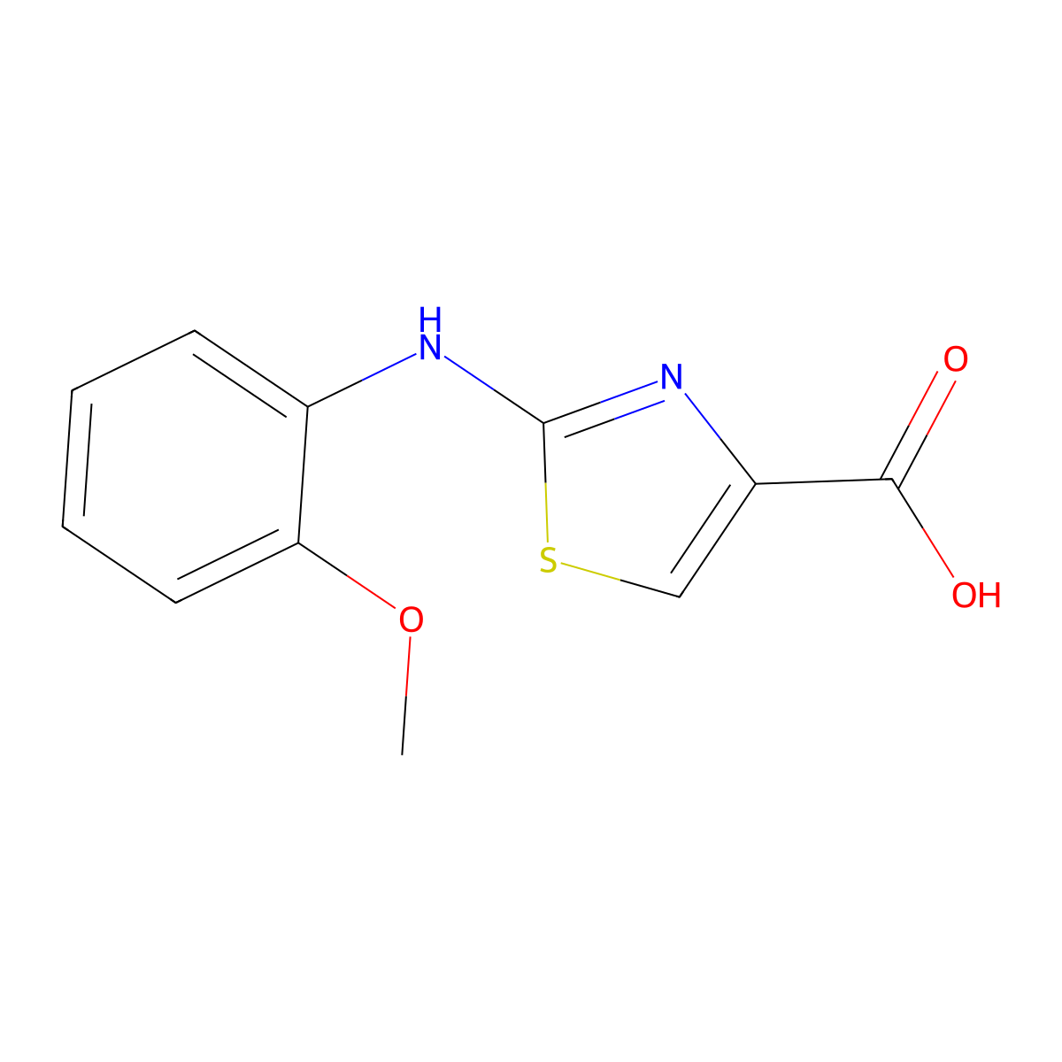 2-(2-Methoxy-phenylamino)-thiazole-4-carboxylic acid molecular structure, CAS 165682-74-6