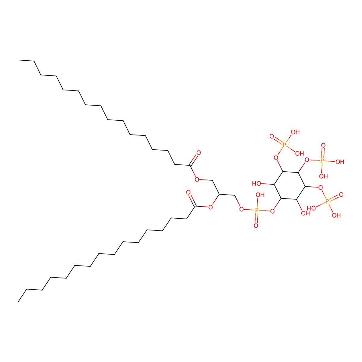 1,2-dihexadecanoyl-sn-glycero-3-phospho-(1D-myo-inositol-3,4,5-trisphosphate) molecular structure, CAS 165689-82-7