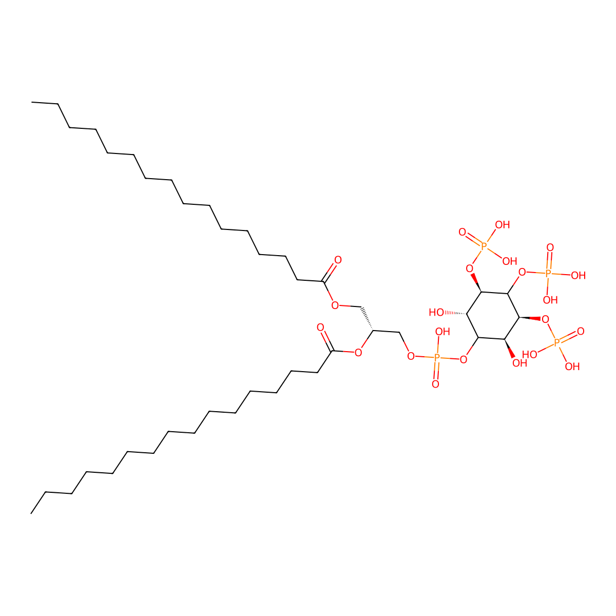 1,2-dihexadecanoyl-sn-glycero-3-phospho-(1D-myo-inositol-3,4,5-trisphosphate) molecular structure, CAS 165689-82-7