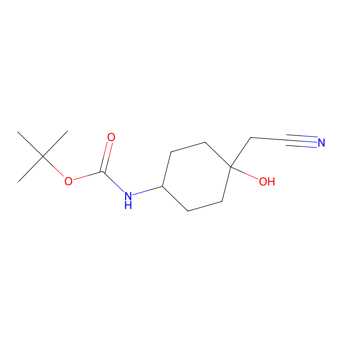 tert-butyl N-[4-(cyanomethyl)-4-hydroxycyclohexyl]carbamate molecular structure, CAS 1656989-97-7