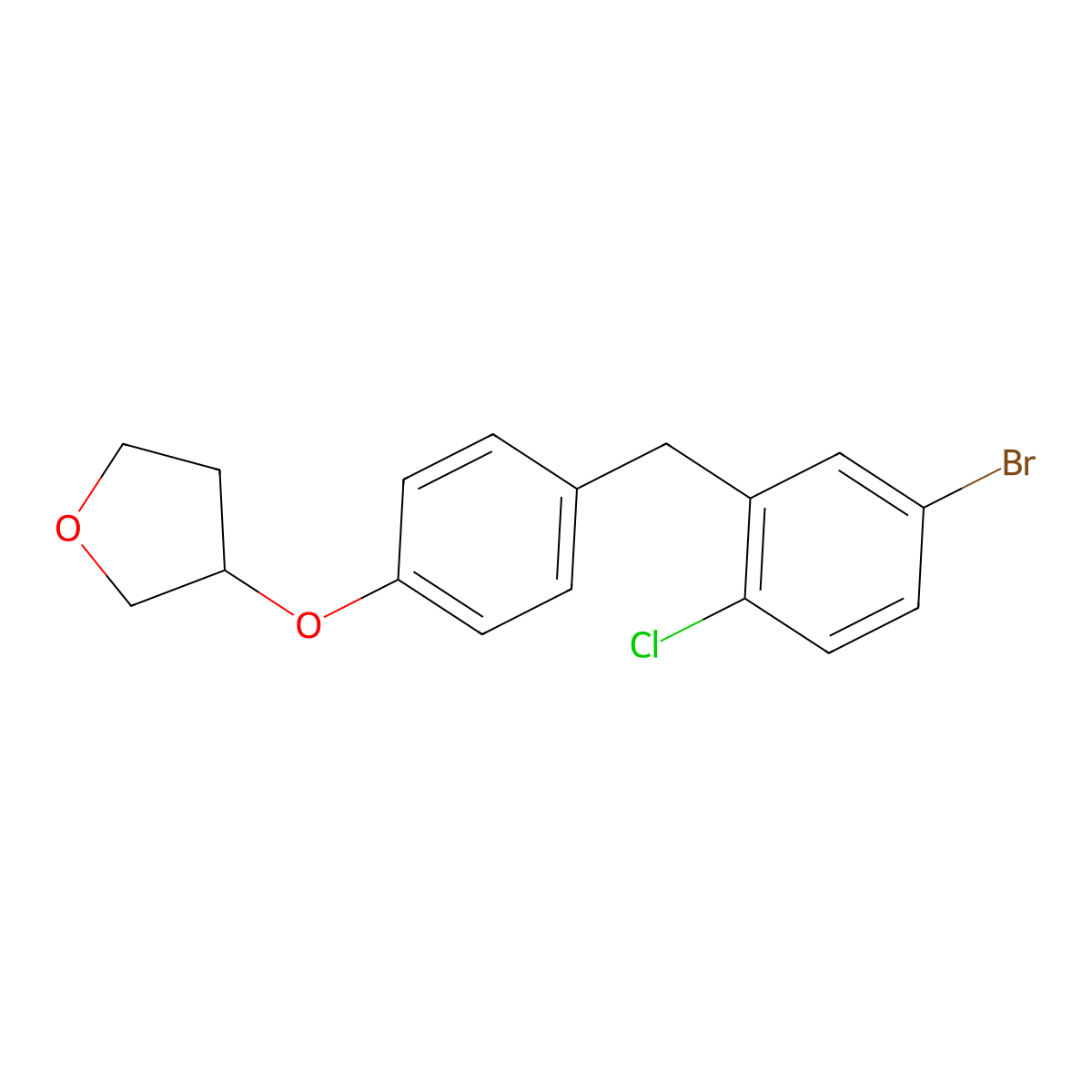 3-(4-(5-Bromo-2-chlorobenzyl)phenoxy)tetrahydrofuran molecular structure, CAS 1656996-30-3