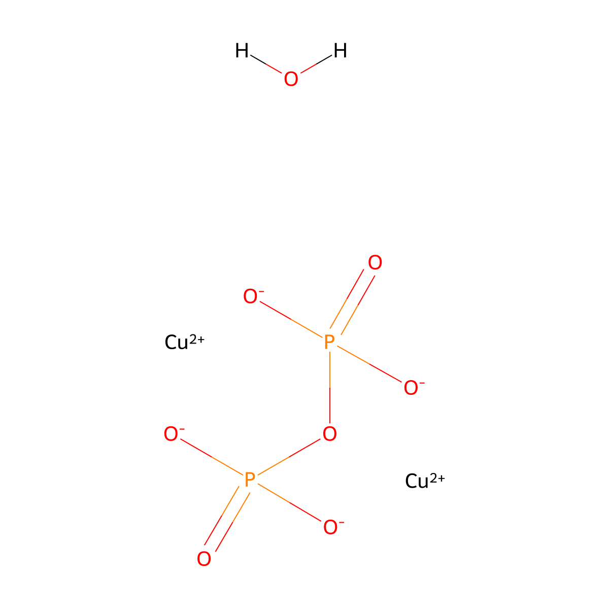 Copper(II) diphosphate xhydrate molecular structure, CAS 16570-28-8