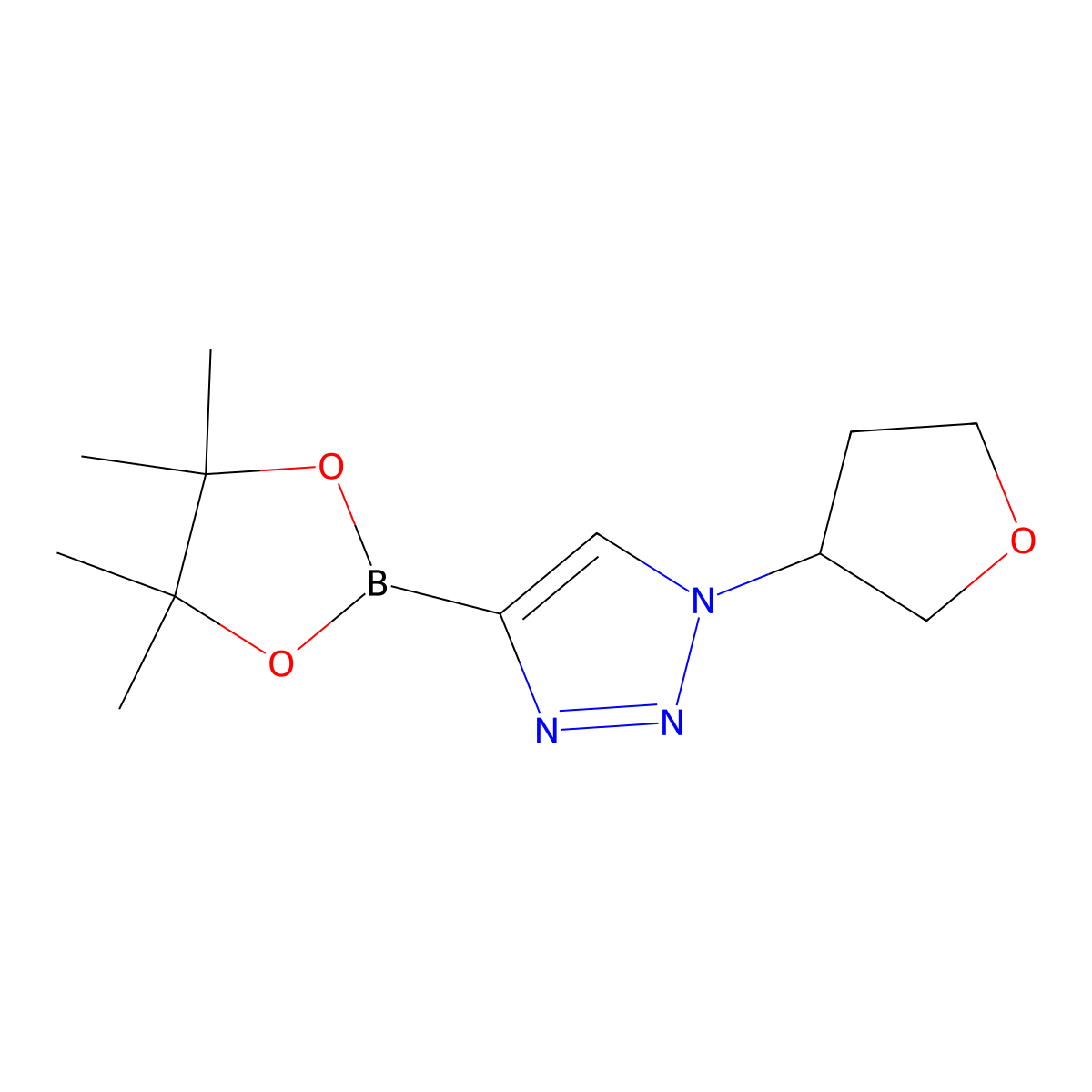 1-(Oxolan-3-yl)-4-(4,4,5,5-tetramethyl-1,3,2-dioxaborolan-2-yl)triazole molecular structure, CAS 1657004-57-3