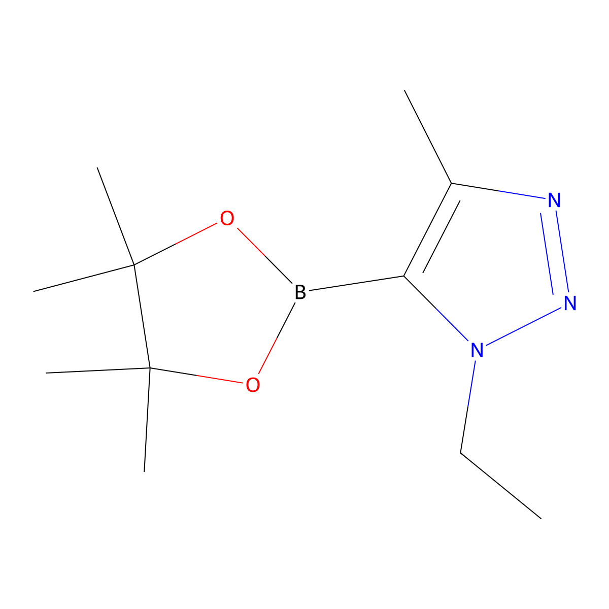 1-Ethyl-4-methyl-5-(4,4,5,5-tetramethyl-1,3,2-dioxaborolan-2-yl)-1H-1,2,3-triazole molecular structure, CAS 1657007-71-0